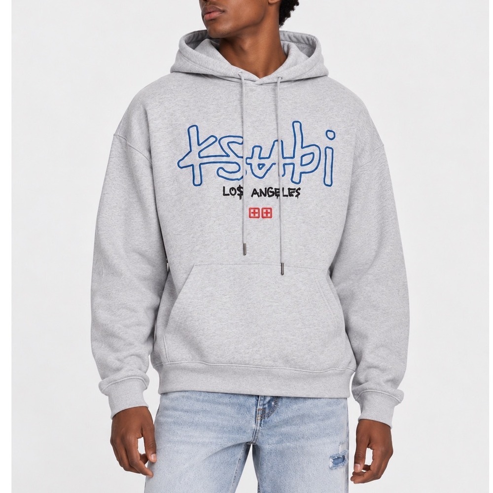 Ksubi LA 4x4 Biggie Hoodie Grey Marle Mens XS Graphic Pullover City of Angels